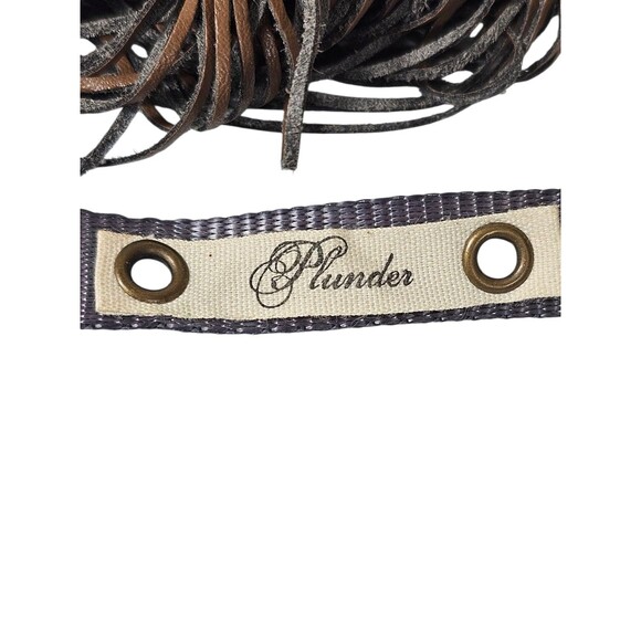 Plunder grey faux pearls leather fringe long Necklace Grunge Retro Art - Picture 8 of 8